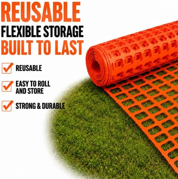 4'x100' Plastic Mesh Fence for Garden with 100 Zip Ties, Green