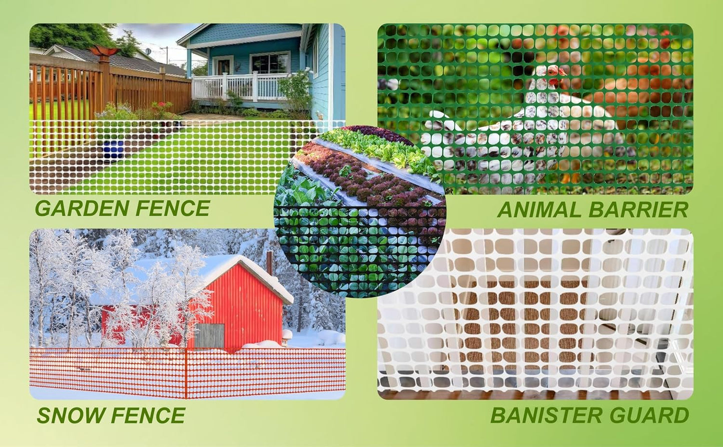 4'x100' Plastic Mesh Fence for Garden with 100 Zip Ties, Green