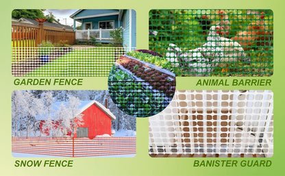 4'x100' Plastic Mesh Fence for Garden with 100 Zip Ties, Green