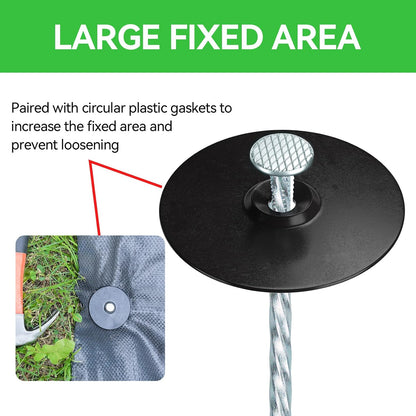 8 Inch Heavy Duty Landscape Stakes with Gasket Caps - 50 Sets Galvanized Spiral Garden Spikes Kit for Securing Weed Barrier Fabric, Artificial Turf, Tent and More