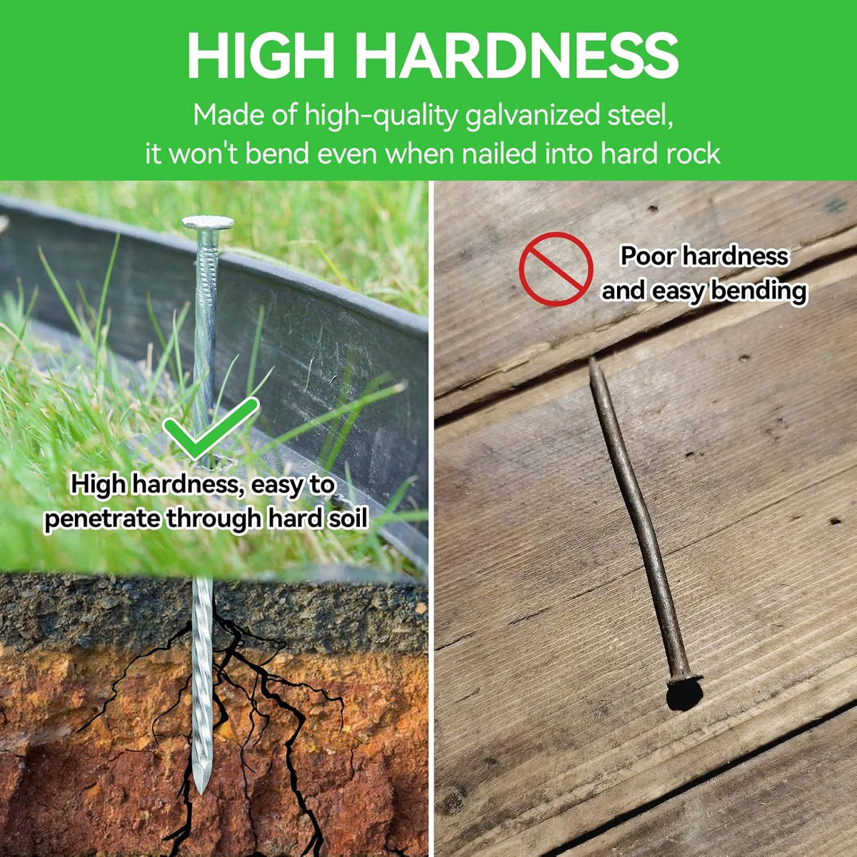 8 Inch Heavy Duty Landscape Stakes with Gasket Caps - 50 Sets Galvanized Spiral Garden Spikes Kit for Securing Weed Barrier Fabric, Artificial Turf, Tent and More