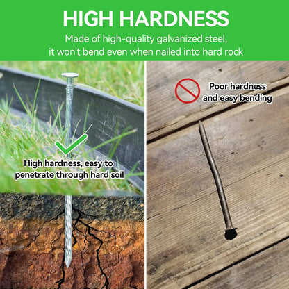 8 Inch Heavy Duty Landscape Stakes with Gasket Caps - 50 Sets Galvanized Spiral Garden Spikes Kit for Securing Weed Barrier Fabric, Artificial Turf, Tent and More