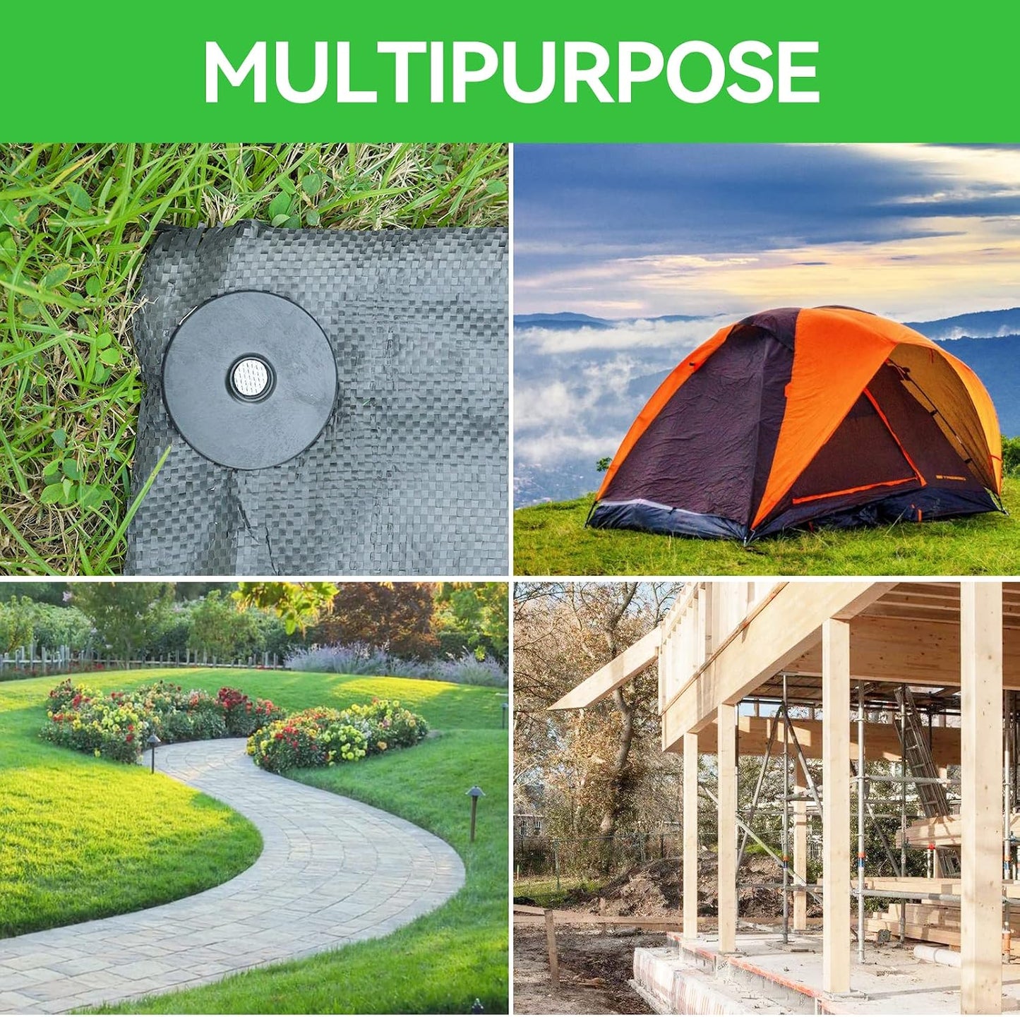 8 Inch Heavy Duty Landscape Stakes with Gasket Caps - 50 Sets Galvanized Spiral Garden Spikes Kit for Securing Weed Barrier Fabric, Artificial Turf, Tent and More