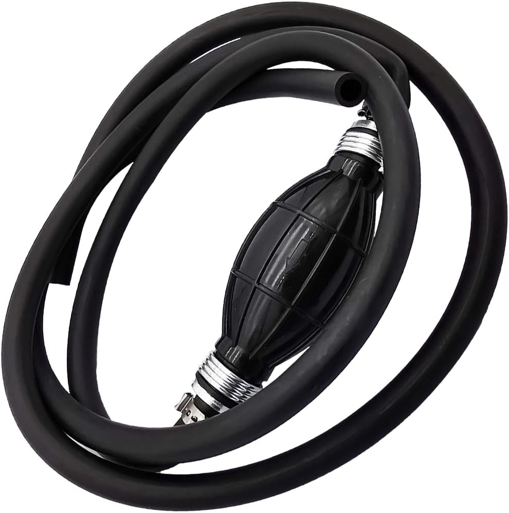Fuel Line Assembly, Outboard Motor Inner Diameter 10mm 3/8inch Outer 5/8inch Dia Hose Marine Boat RVs Assembly with Primer Bulb Steel Clamps