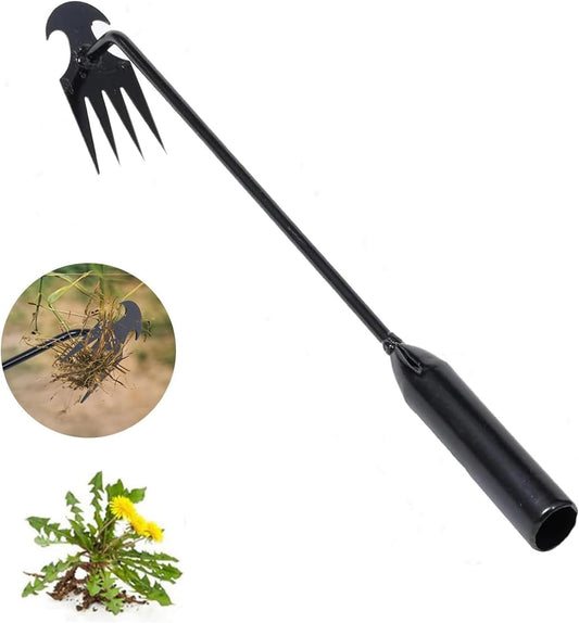Weed Puller Gardening Hand Weeder Tools,Portable Artifact Uprooting Weeding 6 Teethes Manganese Steel Weed Removal Dual Purpose Manual Hand Pulling Tool for Lawn Garden (Black)