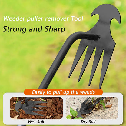 Weed Puller Gardening Hand Weeder Tools,Portable Artifact Uprooting Weeding 6 Teethes Manganese Steel Weed Removal Dual Purpose Manual Hand Pulling Tool for Lawn Garden (Black)