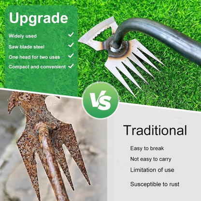 Weed Puller Gardening Hand Weeder Tools,Portable Artifact Uprooting Weeding 6 Teethes Manganese Steel Weed Removal Dual Purpose Manual Hand Pulling Tool for Lawn Garden (Black)