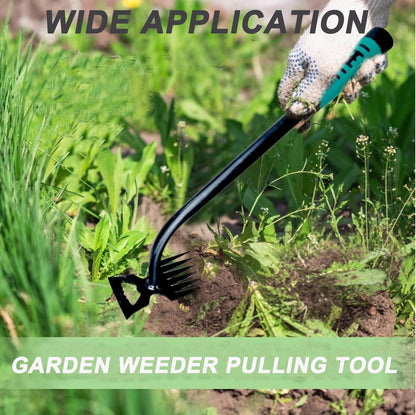 Weed Puller Gardening Hand Weeder Tools,Portable Artifact Uprooting Weeding 6 Teethes Manganese Steel Weed Removal Dual Purpose Manual Hand Pulling Tool for Lawn Garden (Black)
