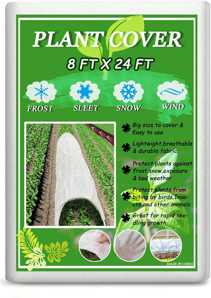 8FT×24FT Plant Covers Frost Cloth Breathable Floating Row Cover