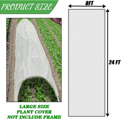8FT×24FT Plant Covers Frost Cloth Breathable Floating Row Cover