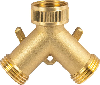 Brass Garden Hose Splitter (4 Way), Solid Brass Hose Connector 3/4", Hose Spigot Adapter 4 Valves with 4 Extra Rubber Washers