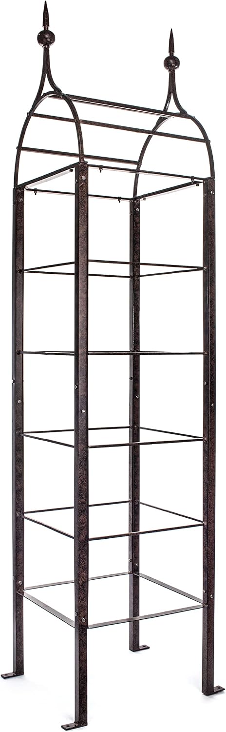 7.5 Ft Garden Obelisk Trellis, Freestanding, Heavy Duty Iron