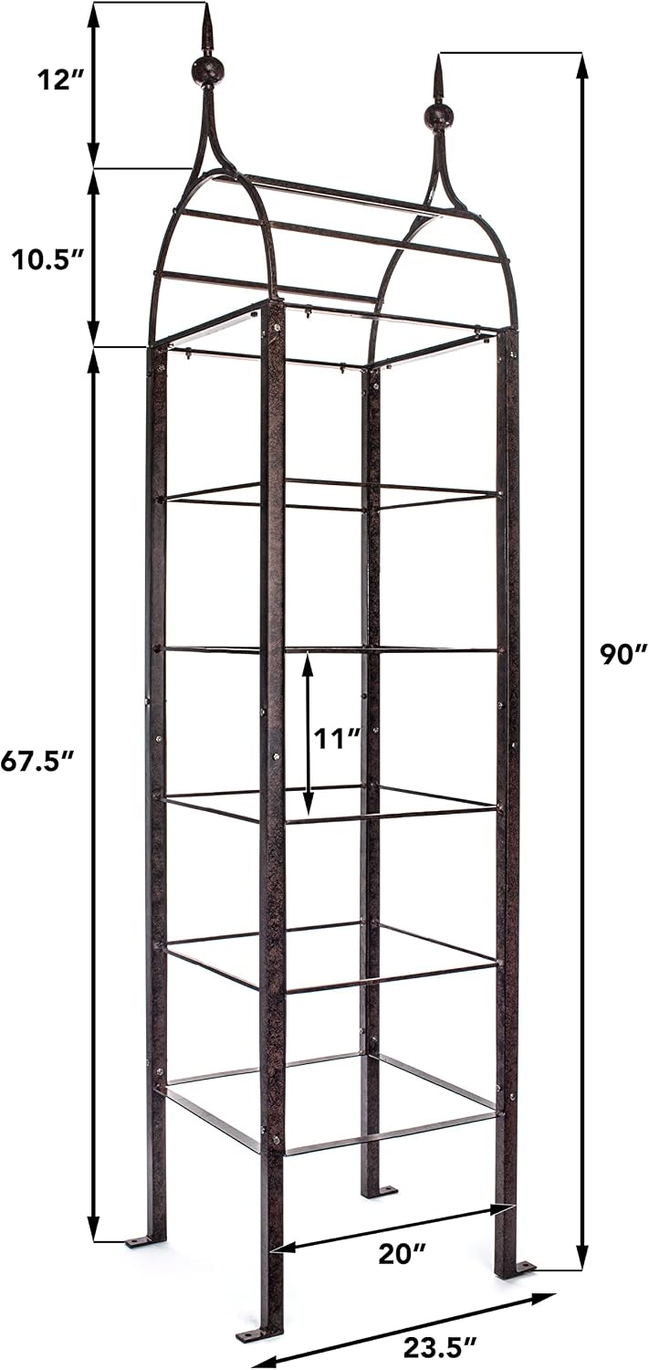 7.5 Ft Garden Obelisk Trellis, Freestanding, Heavy Duty Iron
