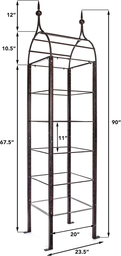 7.5 Ft Garden Obelisk Trellis, Freestanding, Heavy Duty Iron