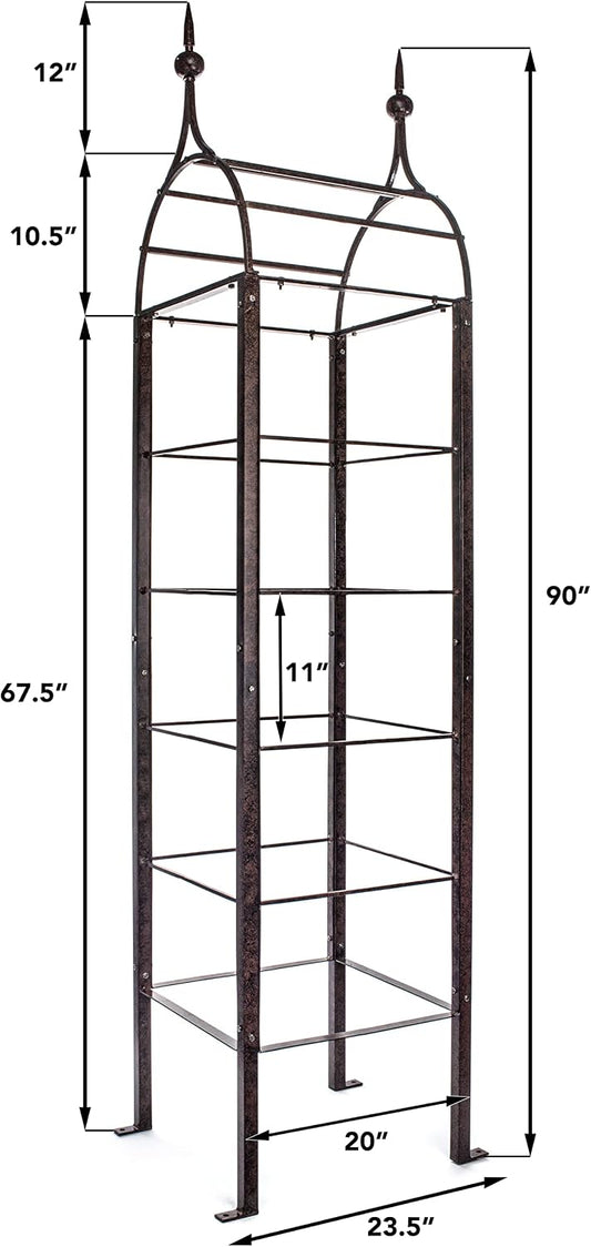 7.5 Ft Garden Obelisk Trellis, Freestanding, Heavy Duty Iron