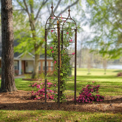 7.5 Ft Garden Obelisk Trellis, Freestanding, Heavy Duty Iron