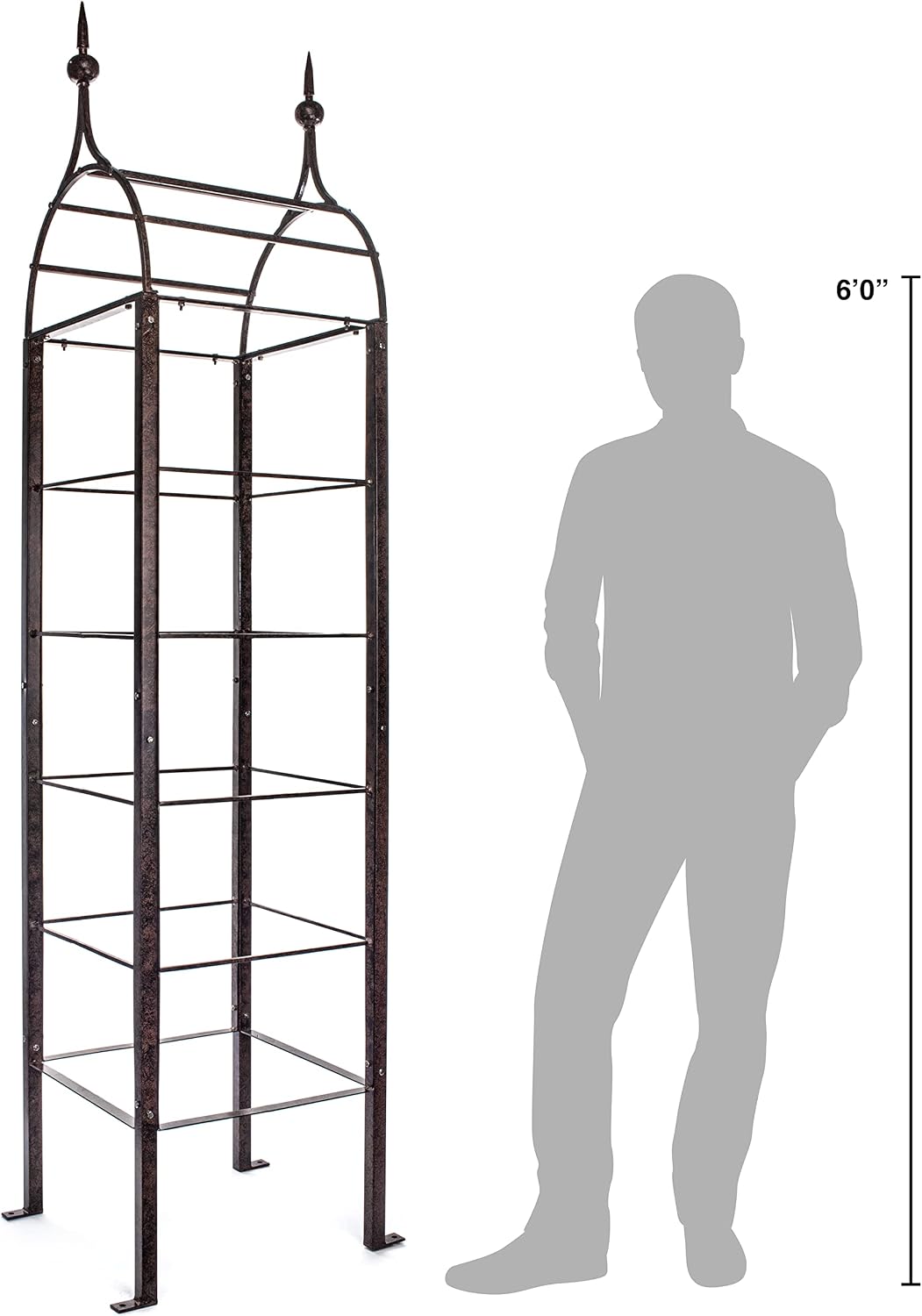 7.5 Ft Garden Obelisk Trellis, Freestanding, Heavy Duty Iron