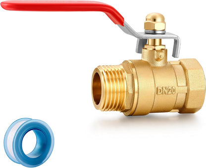 Garden Hose Brass Shut Off Valve Full Flow, No Restricted-Flow Water Shut-Off Connector, 3/4" GHT x 3/4" GHT Garden Hose Full Port Ball Valve Adapter (Butterfly Handle)