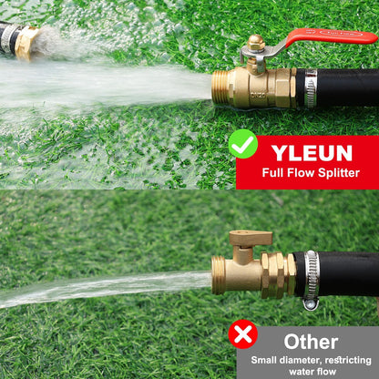 Garden Hose Brass Shut Off Valve Full Flow, No Restricted-Flow Water Shut-Off Connector, 3/4" GHT x 3/4" GHT Garden Hose Full Port Ball Valve Adapter (Butterfly Handle)