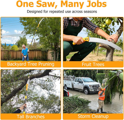 Pole Saw For Tree Trimming,2-In-1 Manual Handheld Pole Pruning Saw, 10.8 FT Long Tree Trimmer With 15.7" Triple-Ground Sharp Blade Cutter For Branches,Orchard, Palm Trees, Shrubs,Limbs