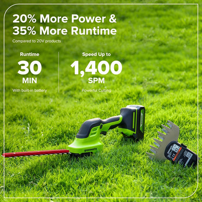24V Cordless Shear Shrubber, 1.5Ah USB Battery and Charger Included