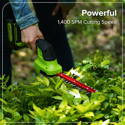 24V Cordless Shear Shrubber, 1.5Ah USB Battery and Charger Included