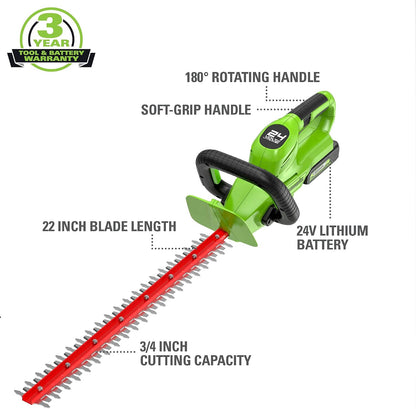 24V Cordless Shear Shrubber, 1.5Ah USB Battery and Charger Included