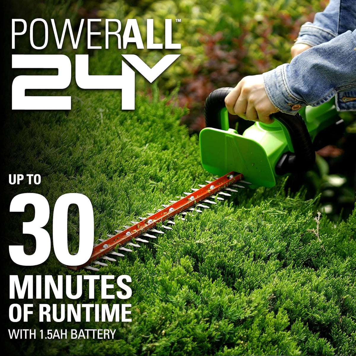 24V Cordless Shear Shrubber, 1.5Ah USB Battery and Charger Included
