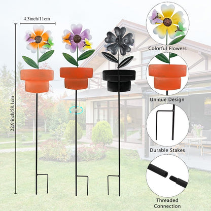 Set of 3 Cardinal Stained Glass Decorative Garden Stakes