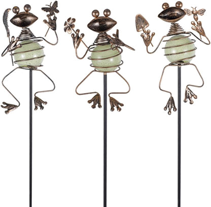 Set of 3 Cardinal Stained Glass Decorative Garden Stakes