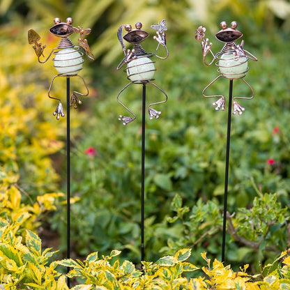 Set of 3 Cardinal Stained Glass Decorative Garden Stakes