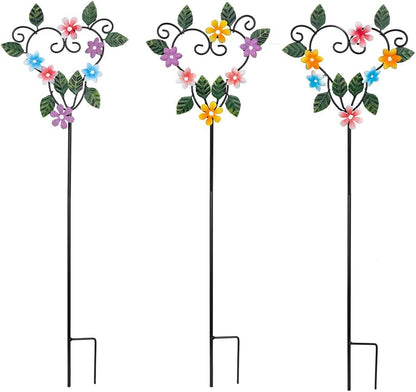 Set of 3 Cardinal Stained Glass Decorative Garden Stakes
