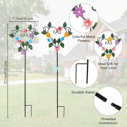 Set of 3 Cardinal Stained Glass Decorative Garden Stakes