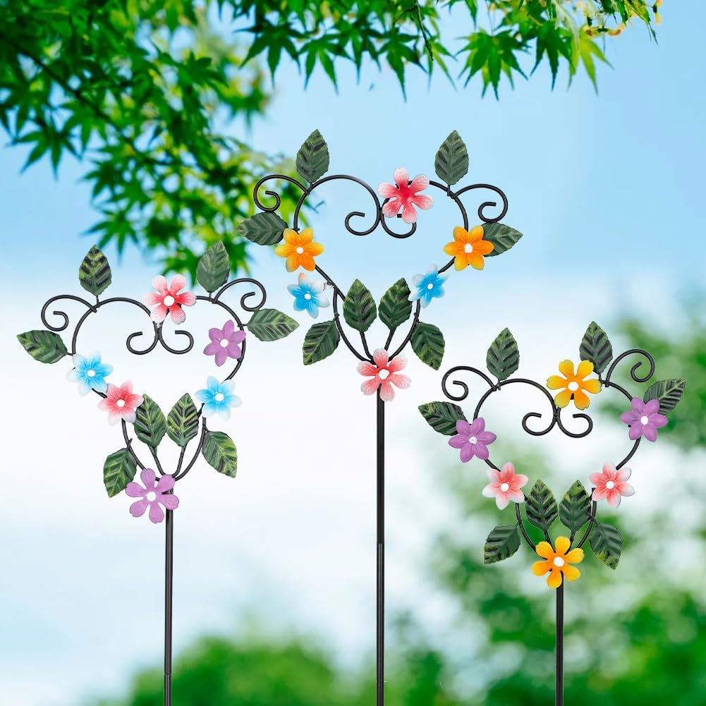 Set of 3 Cardinal Stained Glass Decorative Garden Stakes