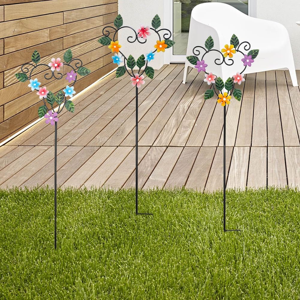 Set of 3 Cardinal Stained Glass Decorative Garden Stakes