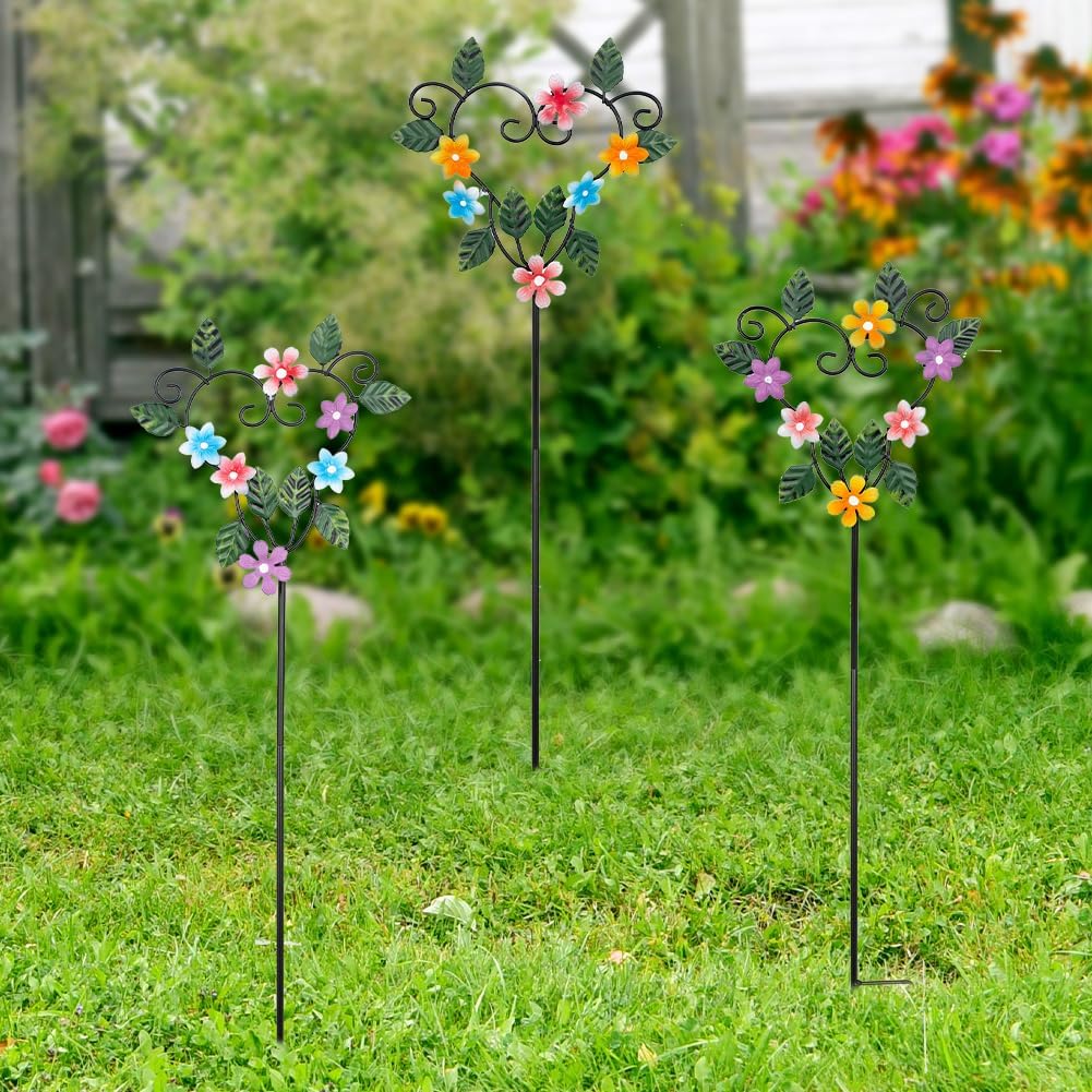 Set of 3 Cardinal Stained Glass Decorative Garden Stakes