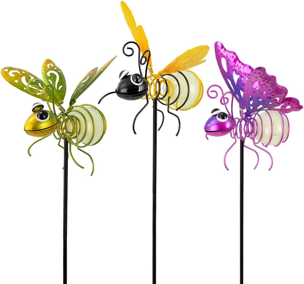 Set of 3 Cardinal Stained Glass Decorative Garden Stakes