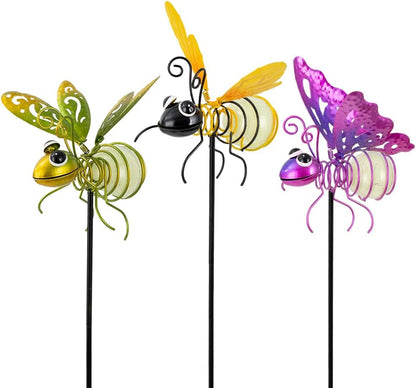 Set of 3 Cardinal Stained Glass Decorative Garden Stakes