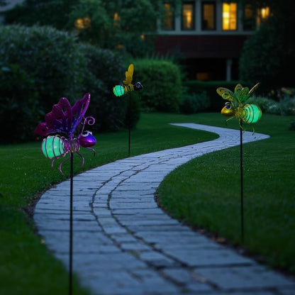 Set of 3 Cardinal Stained Glass Decorative Garden Stakes