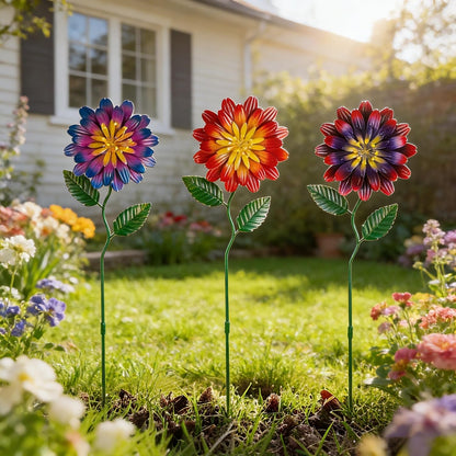 Set of 3 Cardinal Stained Glass Decorative Garden Stakes