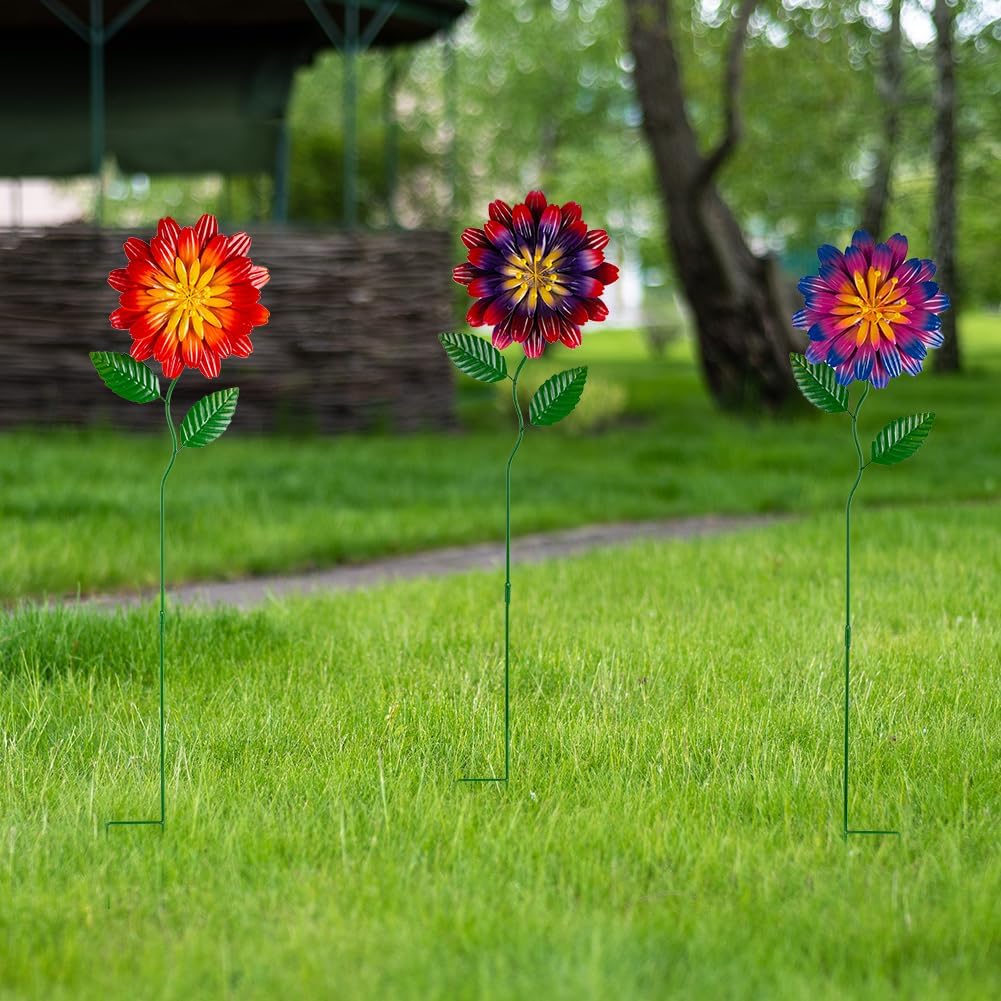 Set of 3 Cardinal Stained Glass Decorative Garden Stakes
