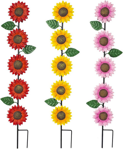 Set of 3 Cardinal Stained Glass Decorative Garden Stakes