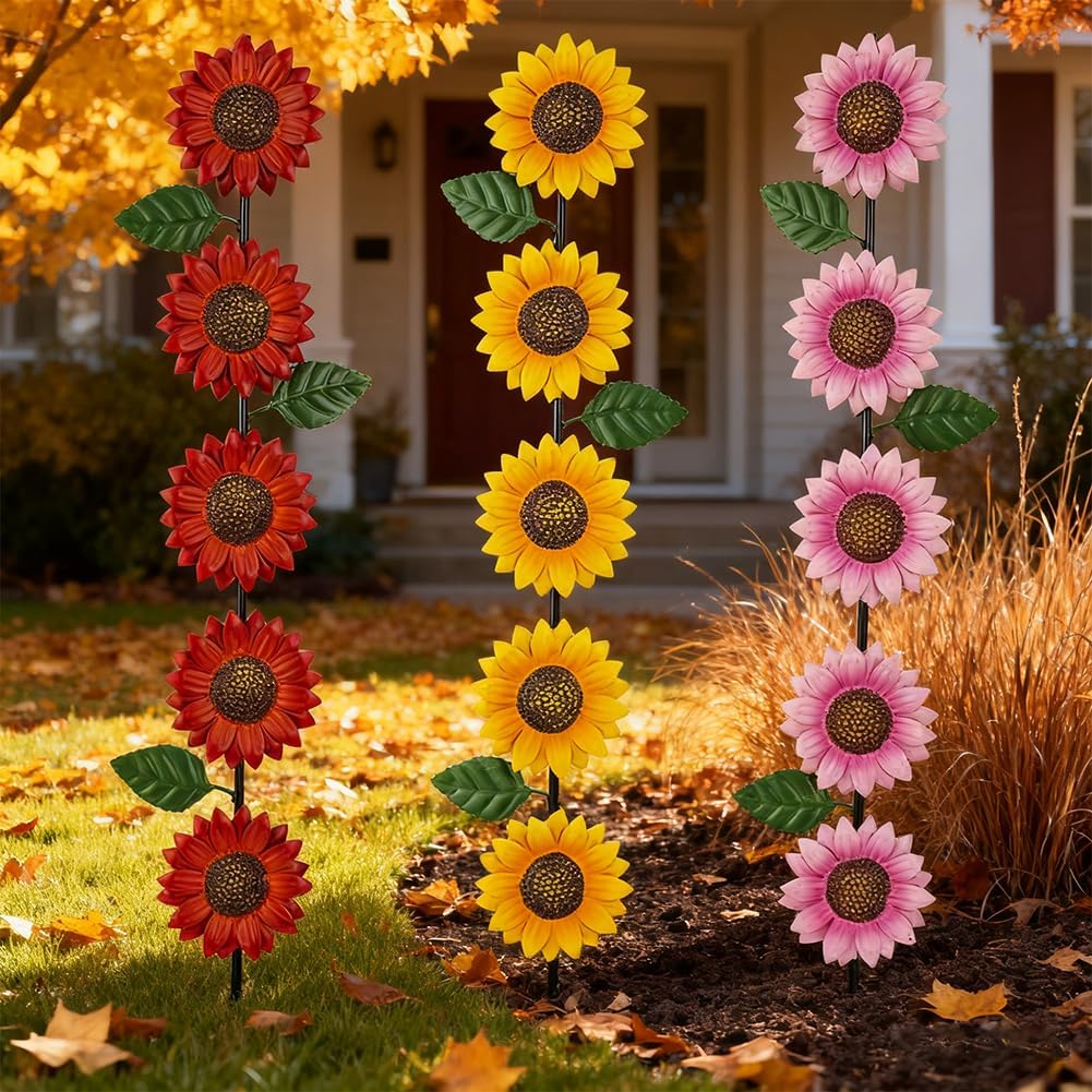 Set of 3 Cardinal Stained Glass Decorative Garden Stakes