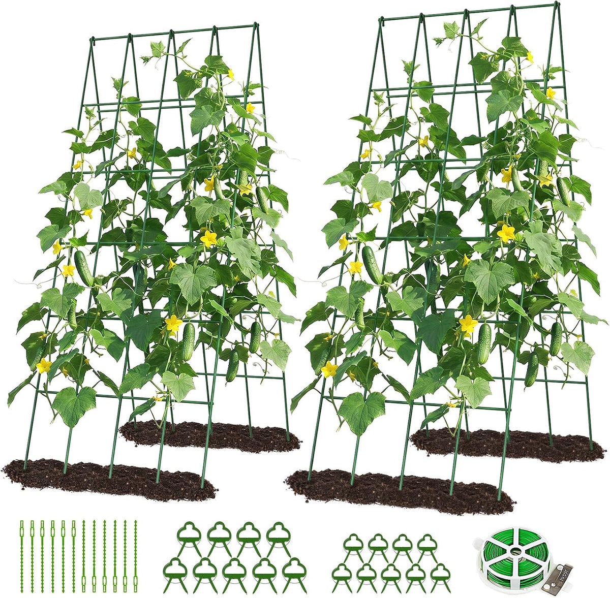 39.4" H Cucumber Trellis, 2 Pack Foldable A Frame Garden Trellis