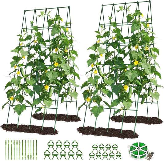 39.4" H Cucumber Trellis, 2 Pack Foldable A Frame Garden Trellis