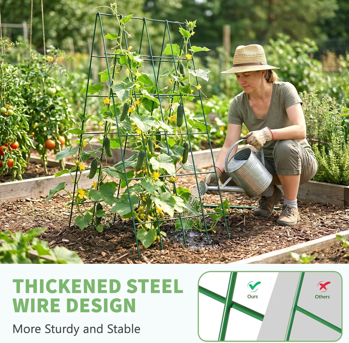 39.4" H Cucumber Trellis, 2 Pack Foldable A Frame Garden Trellis