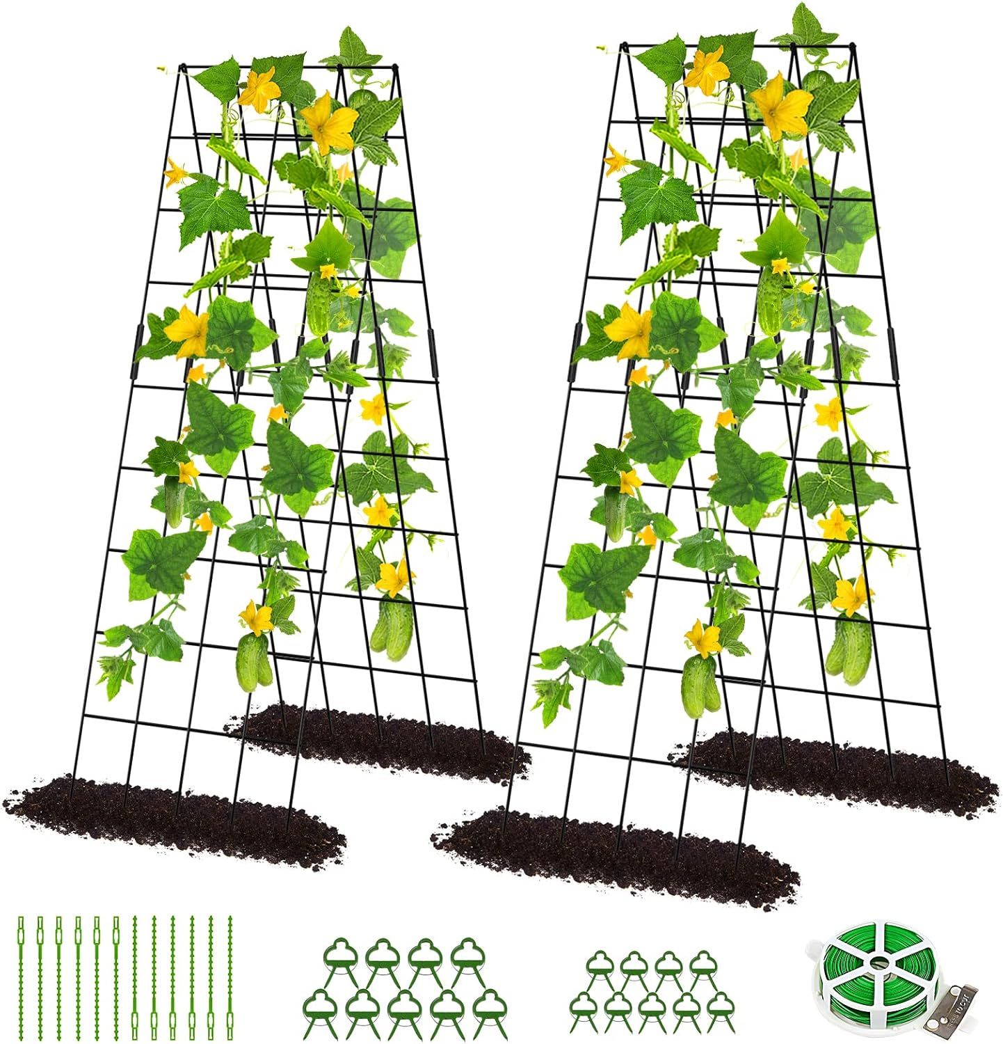 39.4" H Cucumber Trellis, 2 Pack Foldable A Frame Garden Trellis