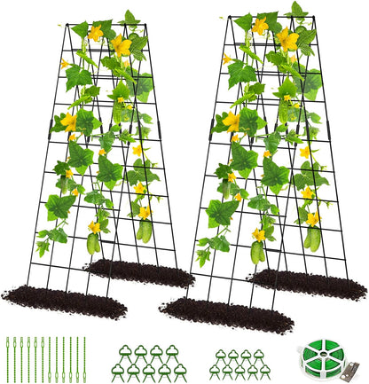 39.4" H Cucumber Trellis, 2 Pack Foldable A Frame Garden Trellis