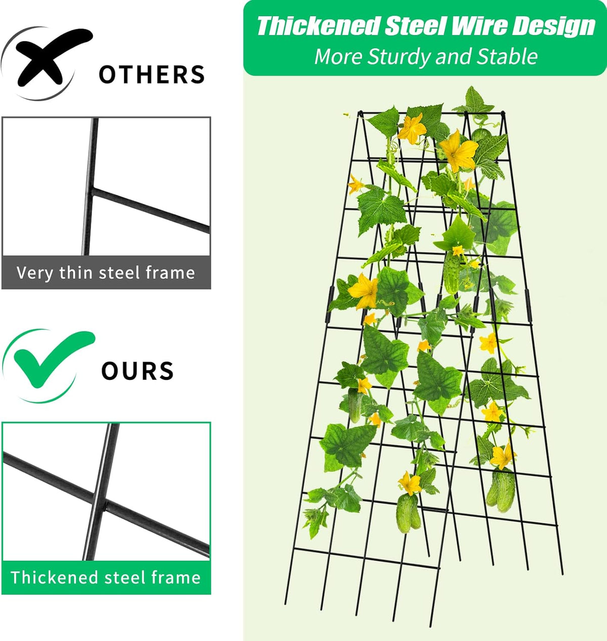 39.4" H Cucumber Trellis, 2 Pack Foldable A Frame Garden Trellis