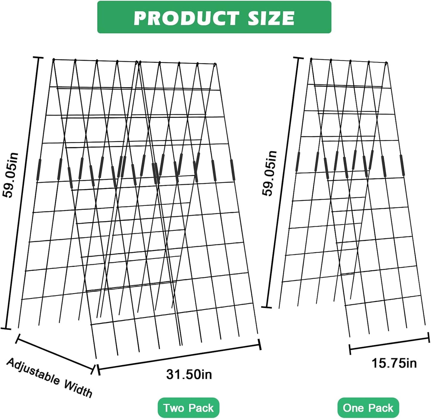39.4" H Cucumber Trellis, 2 Pack Foldable A Frame Garden Trellis